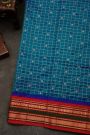 Narayanpet Silk Peacock Blue Zari Checks Saree