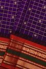 Narayanpet Silk Purple Zari Checks Saree