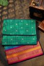 Narayanpet Silk Peacock Green Zari Checks Saree