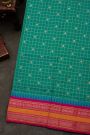 Narayanpet Silk Peacock Green Zari Checks Saree