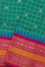 Narayanpet Silk Peacock Green Zari Checks Saree