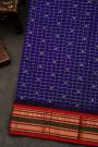 Narayanpet Silk Blue Zari Checks Saree
