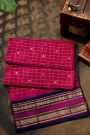 Narayanpet Silk Magenta Zari Checks Saree