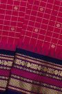 Narayanpet Silk Magenta Zari Checks Saree