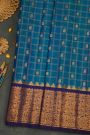 Gadwal Silk Teal Blue Saree