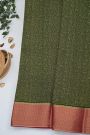 Mysore Crepe Mehendi Green Saree