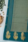 Mysore Crepe Teal Blue Saree
