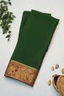 Mysore Crepe Bottle Green Saree