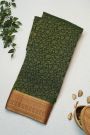 Mysore Crepe Bottle Green Saree