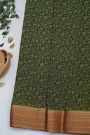 Mysore Crepe Bottle Green Saree