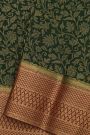 Mysore Crepe Bottle Green Saree