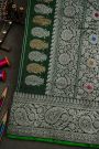 Gadwal Silk Bottle Green Saree