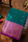 Gadwal Silk Peacock Blue Saree