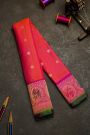 Gadwal Silk Peach Saree