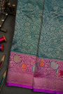Gadwal Silk Peacock Blue Saree