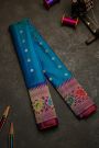 Gadwal Silk Peacock Blue Saree