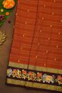 Kancheepuram Silk Fusion Tanjore Hand Painted Rust Saree