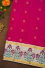 Gadwal Silk Magenta Hand-Painted Saree