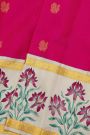 Gadwal Silk Magenta Hand-Painted Saree