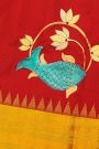 Gadwal Silk Red Tanjore Hand Painted Saree