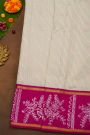 Gadwal Silk Off White Hand-Painted Saree