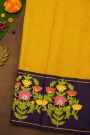 Gadwal Silk Yellow Floral Hand Painted Saree
