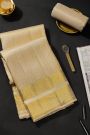 Kancheepuram Silk Off White Dhoti With Zig-Zag Lines In Curvy Shapes