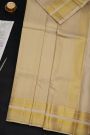 Kancheepuram Silk Off White Dhoti With Zig-Zag Lines In Curvy Shapes