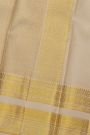 Kancheepuram Silk Off White Dhoti With Zig-Zag Lines In Curvy Shapes