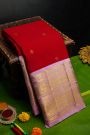 Kancheepuram Silk Red Saree With Contrast Traditional Border