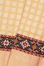 Fusion Silk Gold Peach Ikat Patola Zari Border Saree