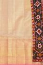 Fusion Silk Gold Peach Ikat Patola Zari Border Saree