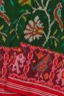 Patola Silk Parrot Green Saree With Florals And Leaves Body And Contrast Florals And Leaves With Animals Border