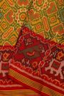Patola Silk Multi Colour Saree And Florals With Leaves Jaal, Florals And Leaves Body And Contrast Elephants And Parrots In Box Border