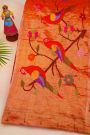 Bandhani Silk Red Saree With Paithani Border