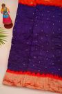 Bandhani Silk Navy Blue Saree With Paithani Border