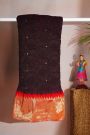 Bandhani Silk Dark Wine Saree With Paithani Border