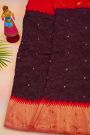 Bandhani Silk Dark Wine Saree With Paithani Border