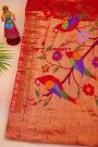 Bandhani Silk Dark Wine Saree With Paithani Border