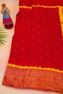 Bandhani Silk Red Saree With Paithani Pallu