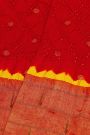 Bandhani Silk Red Saree With Paithani Pallu