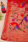 Bandhani Silk Navy Blue Saree With Paithani Border