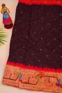 Bandhani Silk Brown Saree With Paithani Border
