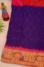 Bandhani Silk Navy Blue Saree With Paithani Border