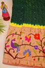 Bandhani Silk Green Saree With Paithani Border