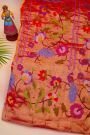Bandhani Silk Red Saree Florals In Bandhani Print And Paithani Border