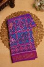 Patola Silk Purple Saree With Florals And Leaves Body And Self Florals And Leaves Border