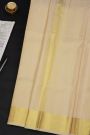 Kancheepuram Silk Cream Dhoti With Cross Lines And Gold Zari Border