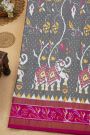 Ikat Silk Grey Saree