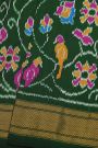 Ikat Silk Bottle Green Saree